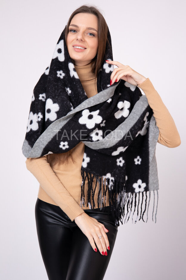Вискозный шарф с цветочным принтом
