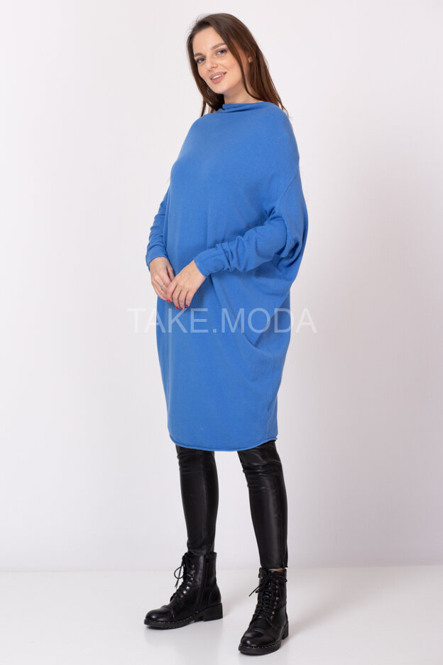 Трикотажное туника-платье с пуговками на спине