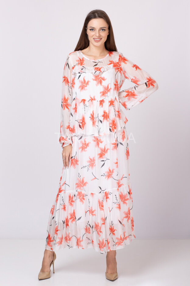Шелковое платье с цветочным принтом